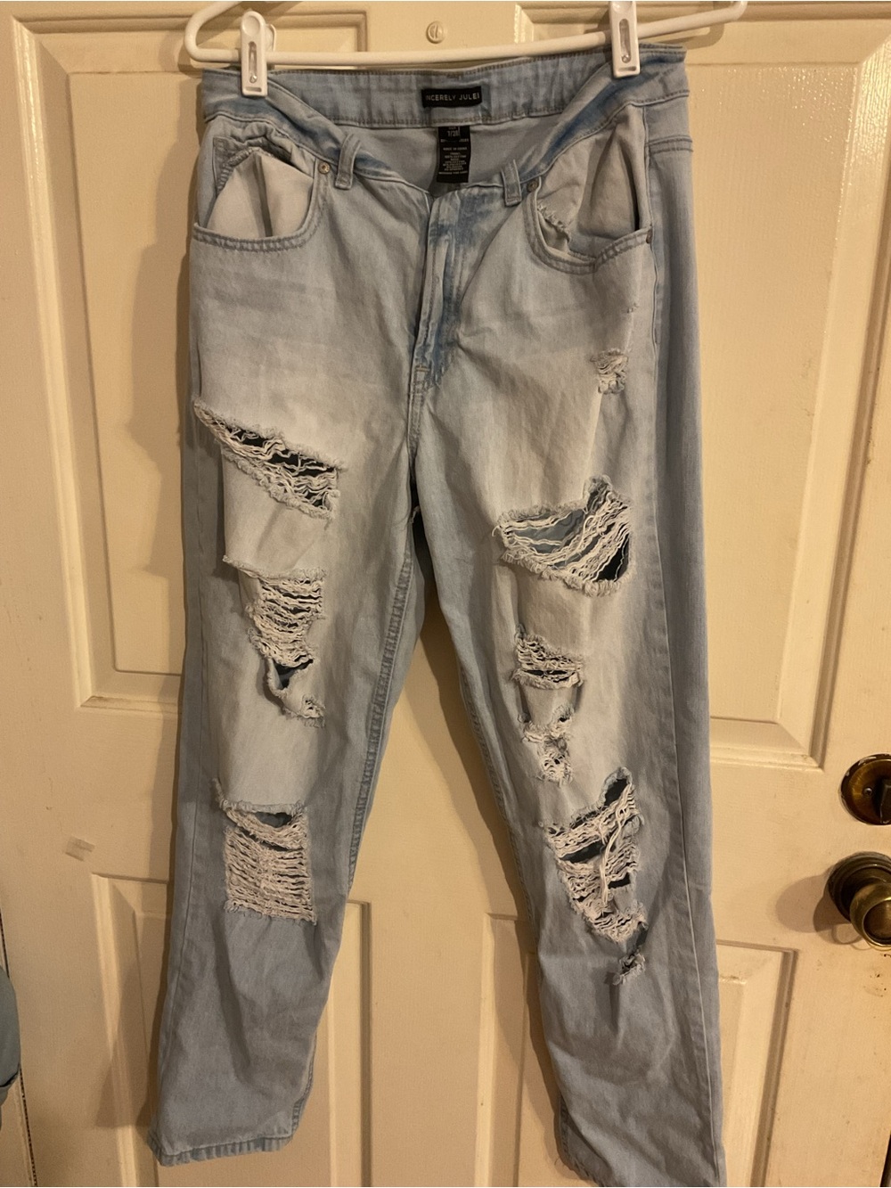 SINCERELY JULES Light Wash BOYFRIEND Distressed Women's Jeans 7/28 Straight